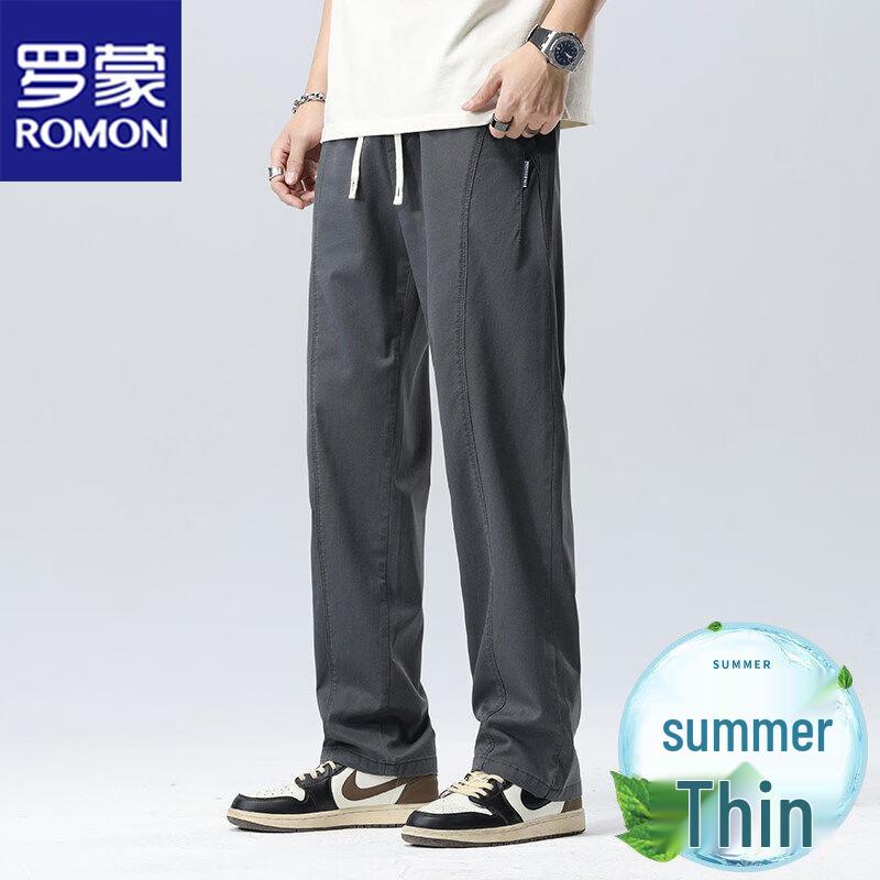 ROMON Men s Summer Tencel Blend Loose Straight Casual Pants 2XL (33/34)