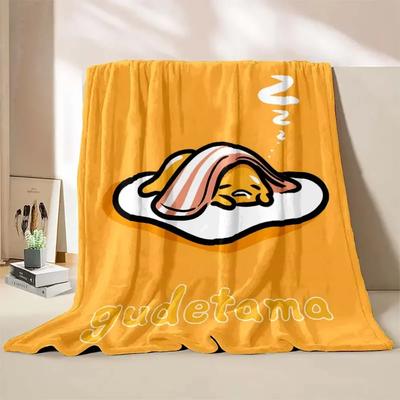 1 szt. Koc z nadrukiem jajka Gudetama ren Koc dla dorosłych Miękka i ciepła pościel na łóżko, sofę, do podróży na zewnątrz Koc okrywowy#(5)