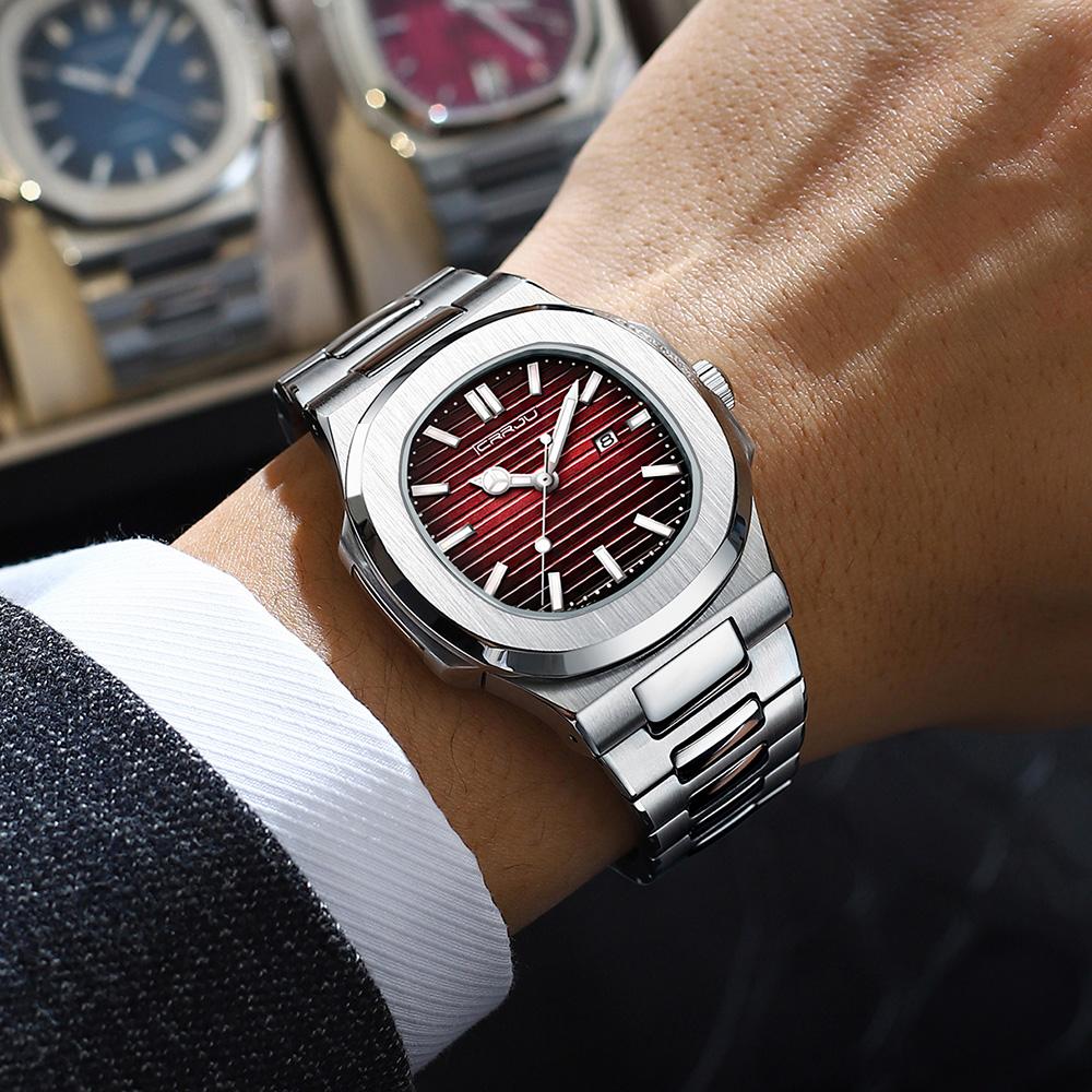Luxury Man Wristwatch Business Stainless Steel Quartz Men Watch Waterproof Luminous Date Square Men's Watches Clock