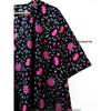Women Summer Cotton Sleepwear Rose Print Black Long Maxi Ethnic Caftan Dress CKFTN-SCRN-FULL-BUYIT-060