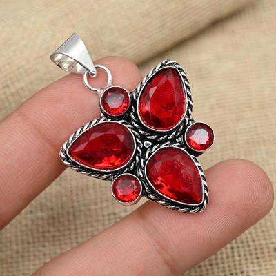 Red Garnet Gemstone 925 Sterling Silver Handmade Designer Jewelry Women Pendant