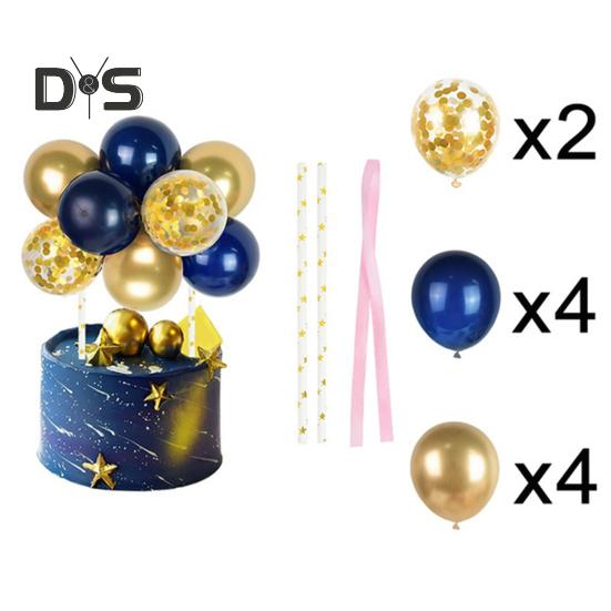 10 Pcs 4 Inch Balloons Cake Topper Happy Birthday Mini Balls Cake Topper DIY Baking Decoration for Anniversary Birthday Party Baby Shower Decor