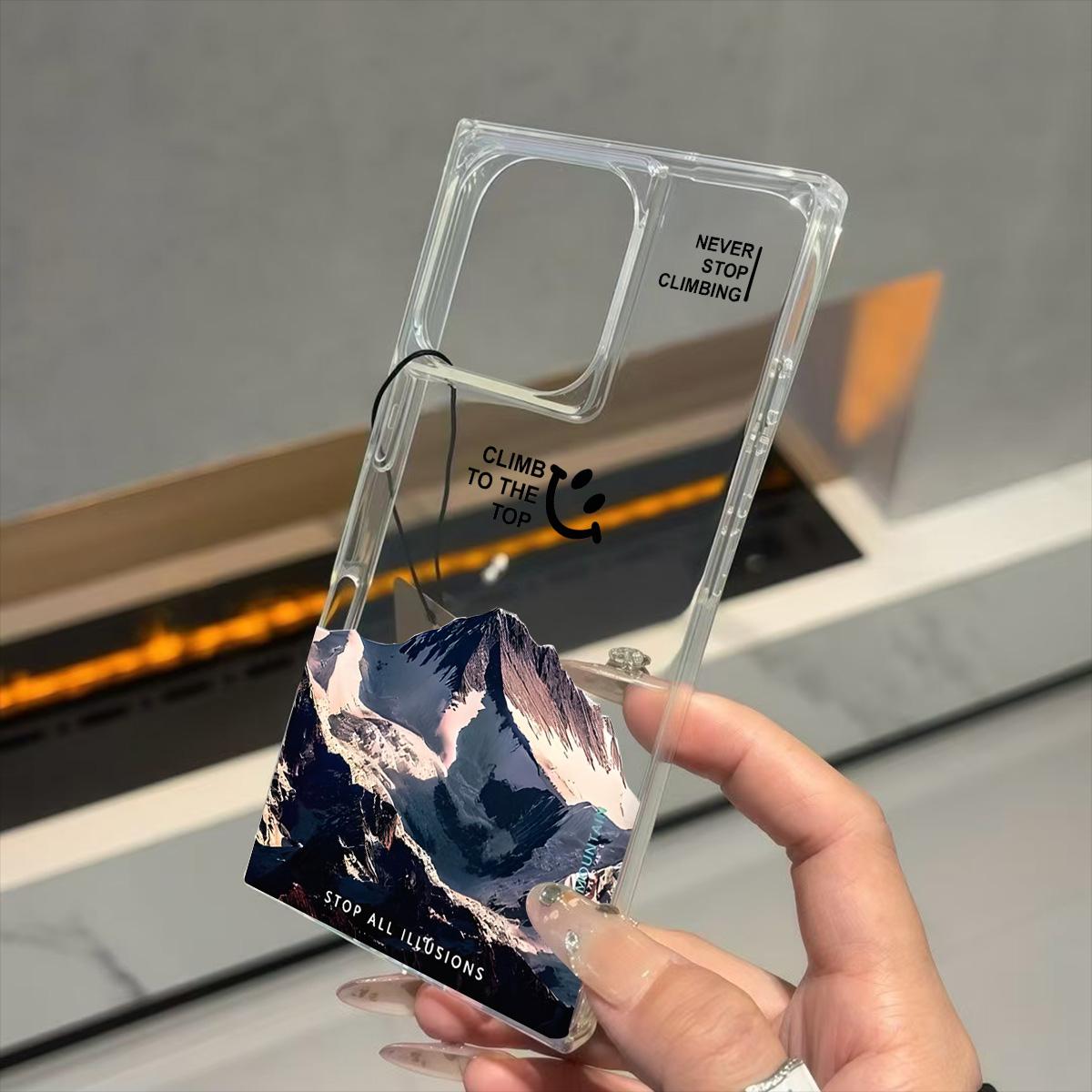 

Transparent Square Back Tube Case Casing Protection For iPhone 13 11 14 Pro Max 15 Plus 16 ProMax 12 Anti-Oxygen,Snow Mountain Pattern iphone 11 ProMax