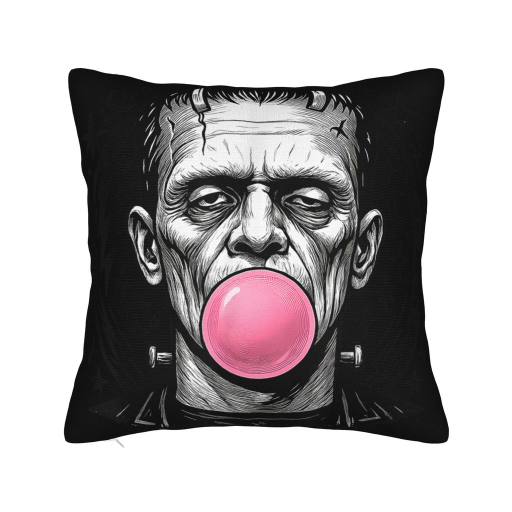 Frankenstein Monster Bubble Gum Funny Halloween Pillow Cover  Soft Cushion Cover Funny Pillow Case For Sofa Home Decoration