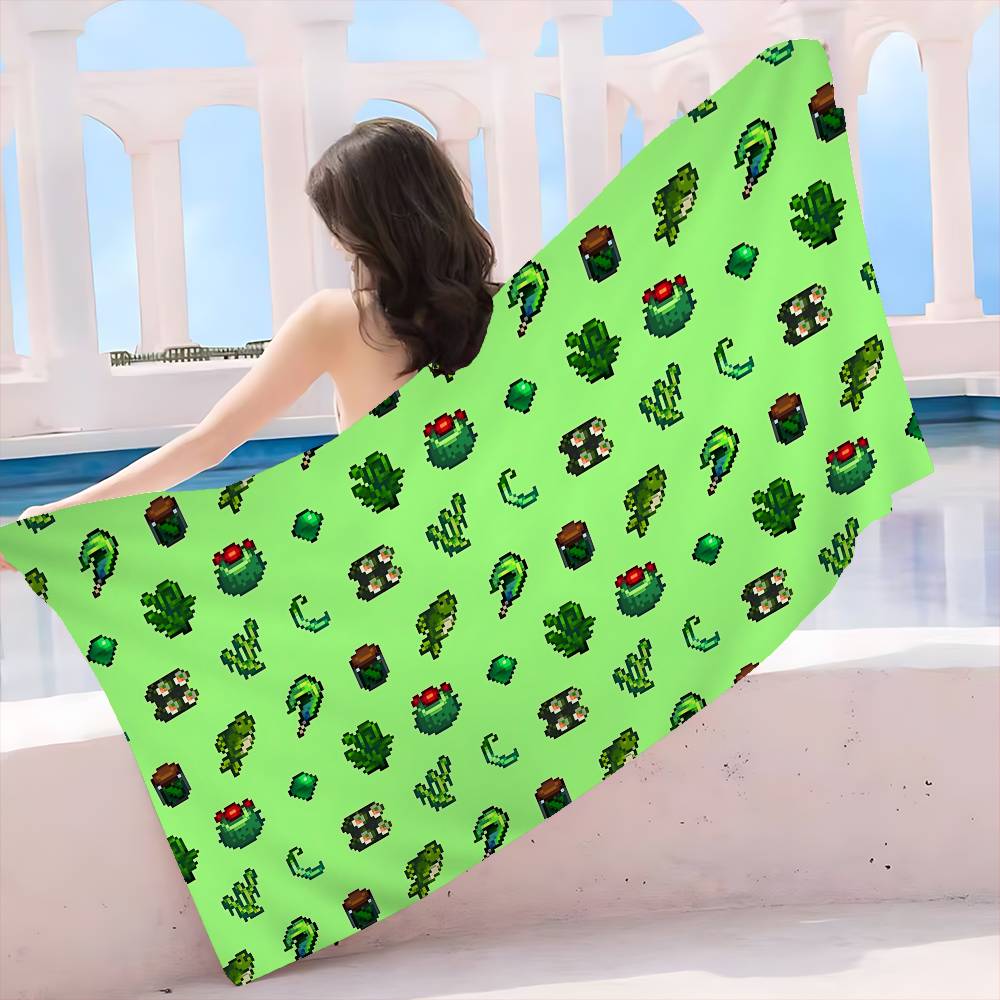 Farming Game S-Stardew V-Valley Beach Towel Colorful Bath Towels for Girl Microfiber Quick Dry Custom Sand Free Beach Yoga Spa
