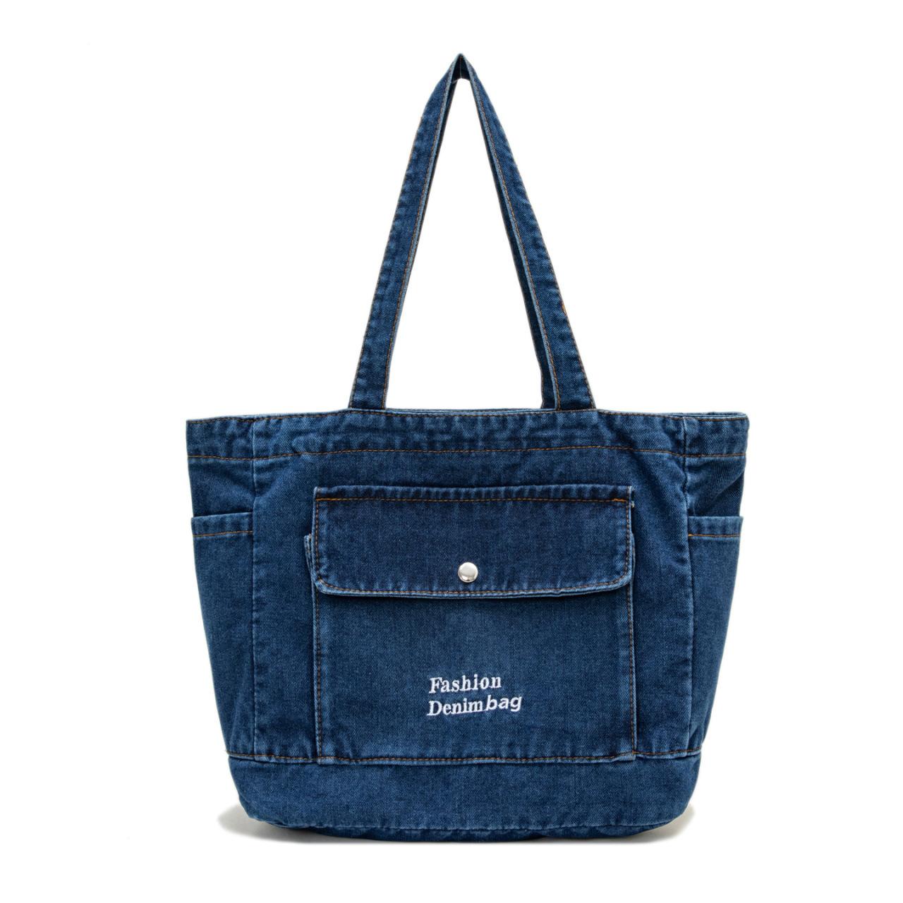 

Джинсовая сумка, Повседневная женская одноплечевая сумка, Сумка-тоут большой вместимости, Студенческая сумка-портфель темно-синий
