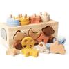 Shape Sorter Toy for Toddlers, Montessori Toy for 3 Year Wooden Sorting & Stacking Toys, Shape & Color Recognition Preschool Educational Toy Learning