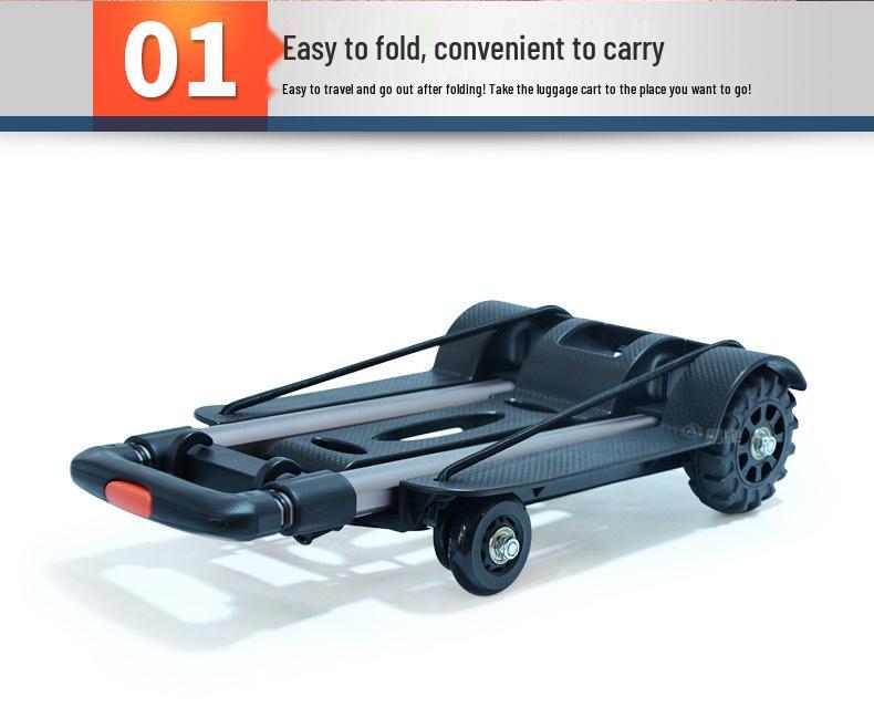 Foldable Grocery Cart with Sturdy Aluminum Pull Rod, Durable Wheels, Lightweight Hand Trolley for Cargo and Luggage