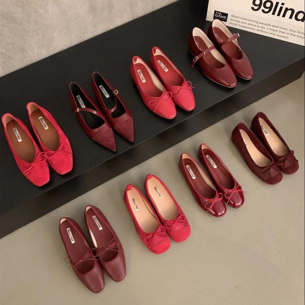 Fashion Bailamos Autumn Women's Flats Square Toe Mary Janes Shoes Soft Ballet Shoes Female Button Strap Shallow Dress Shoe Mujer