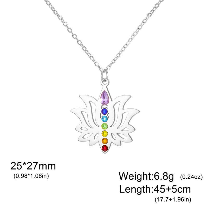 Lotus Strass Yoga Anhänger Halskette - Edelstahl Damenschmuck