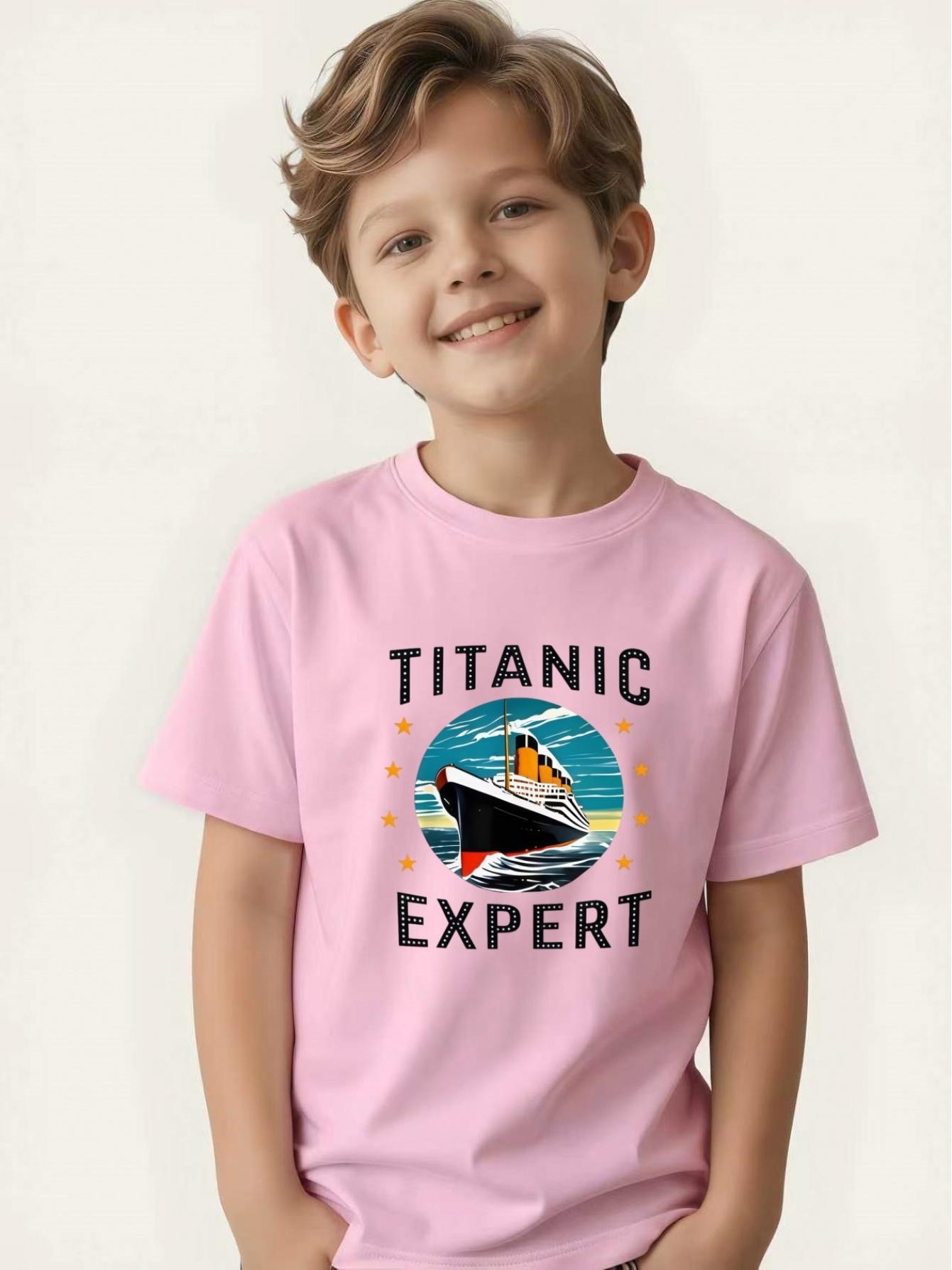 

Children s Classic Titanic Theme Short Sleeve Boys Summer Round Neck T-Shirt 100