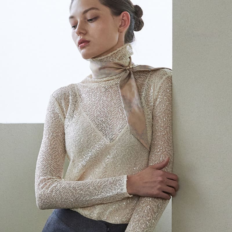 ANA MAISON Sequin House Twilly Silk Scarf [PMT-1405]