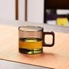 High Borosilicate Glass Tea Cup with Walnut Handle – Thick, Heat-Resistant, Anti-Scalding, Perfect for Tea Tasting.