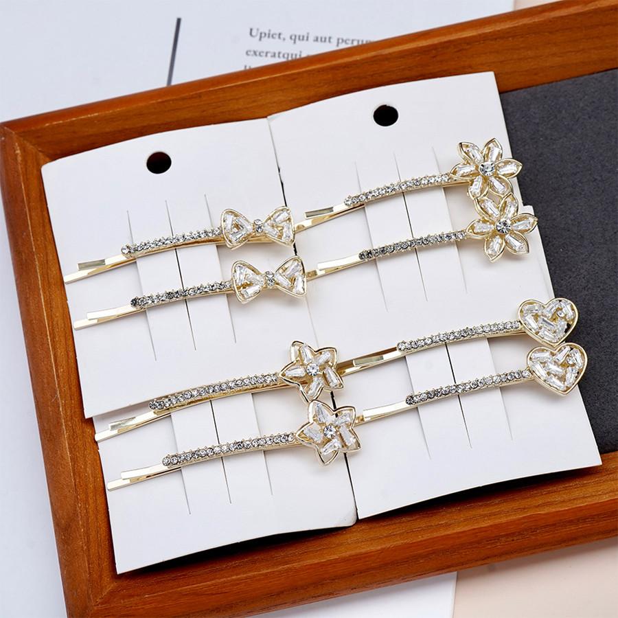 New Koreaanse Crystal Hair Clips Temperament Rhinestone Lichtmetalen Elegant Vrouwen Haar Accessoires Woord Clip Styling Tool