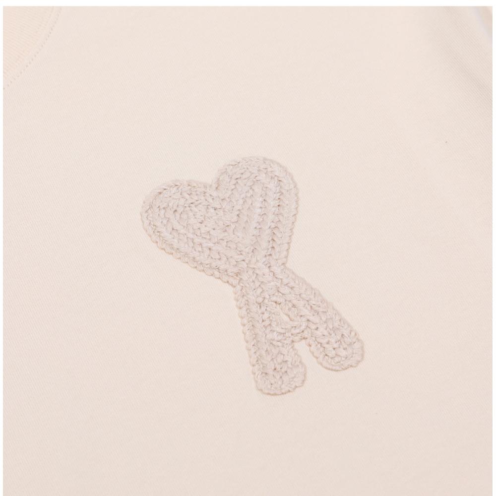 Ami Dr. Goech Tonal Croche Heart Logo 3 4 Women Long Sleeve Tee Fts055 726 136