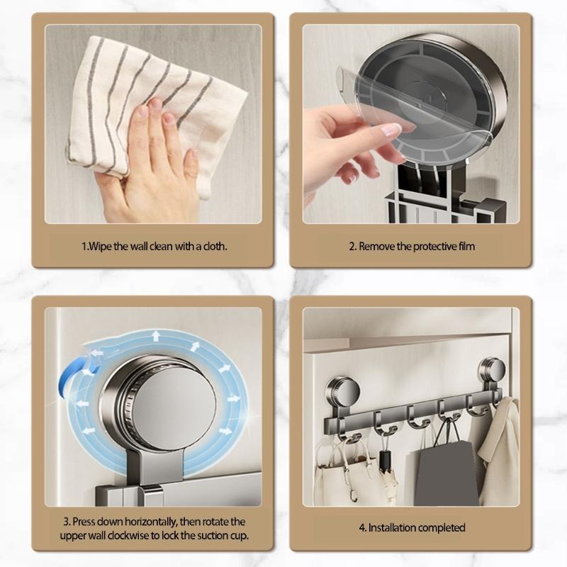 Strong Suction Cup Hook Strong Load-bearing Adhesive Rack Hook for Bathroom And Kitchen Organization