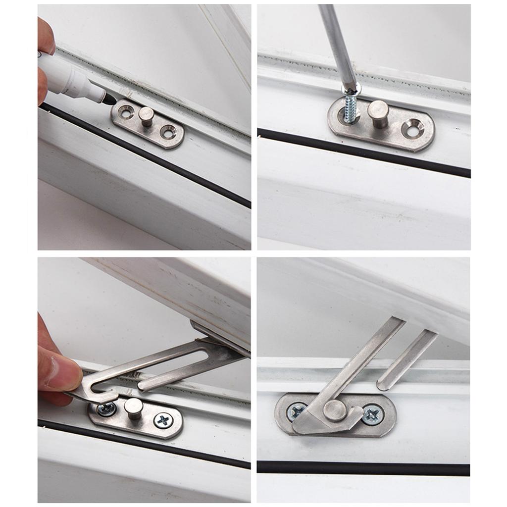 2pcs/set Window Restrictor Clips 304 Stainless Steel Window Safety Locks Protect Children Secure & Easy To Install