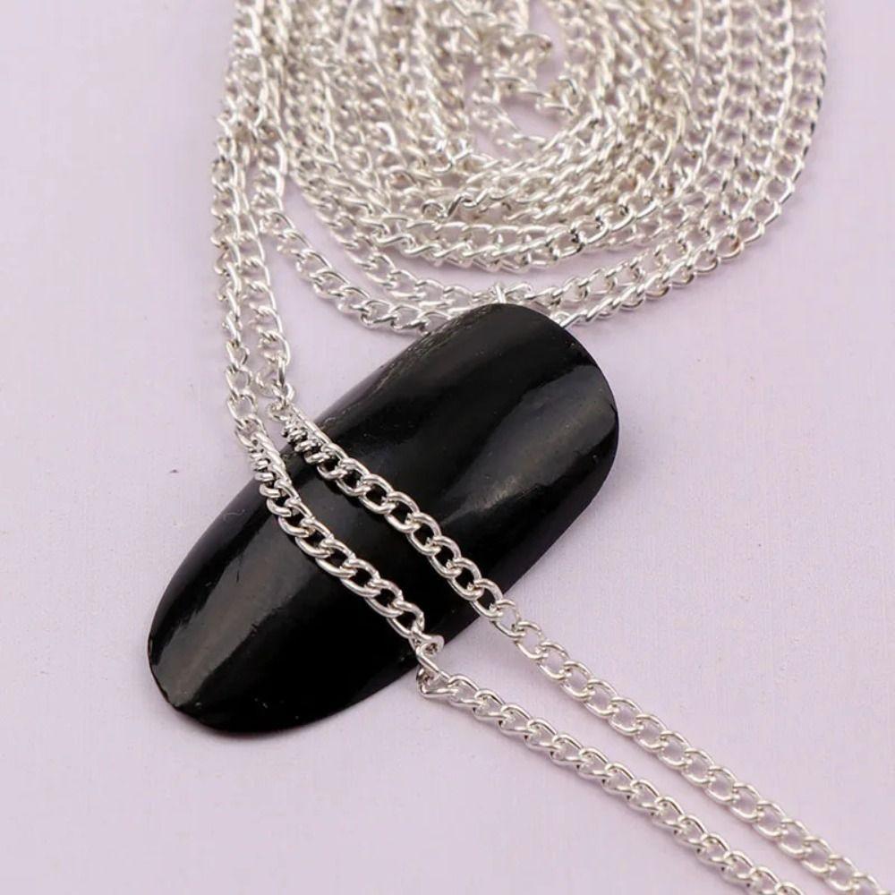 

Серебряная цепочка для ногтей длиной 0,8 ~ 1 метр, сделай сам, полые ногти, модное украшение для дизайна ногтей