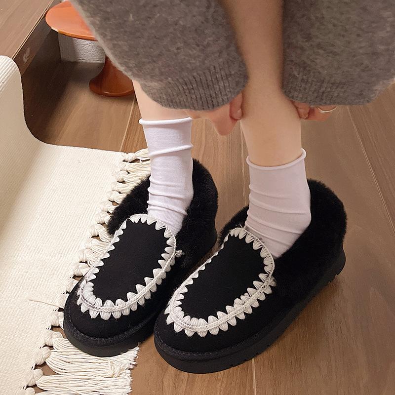 Women's Large Size Soft Sole Heightening Winter Warm Fur One Anti-slip Snow Boots Plush Lined Ankle Boots Outdoor Sports Cotton Boots