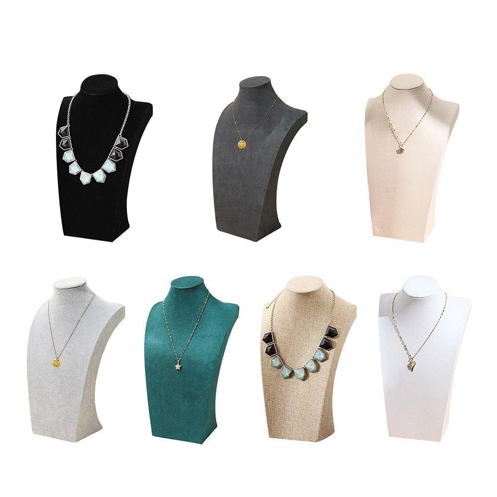 Human Shape Necklace Display Stand Velvet Cloth Ornament Holder Jewelry Show Rack  Home Showcase