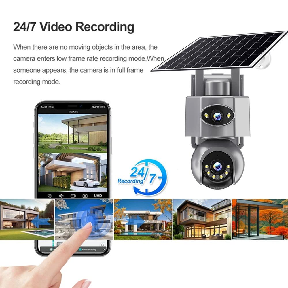 4G/WiFi Solar IP Camera with Dual Lens – PTZ, 8MP, 10X Zoom, Outdoor Surveillance System with Built‑in Battery
