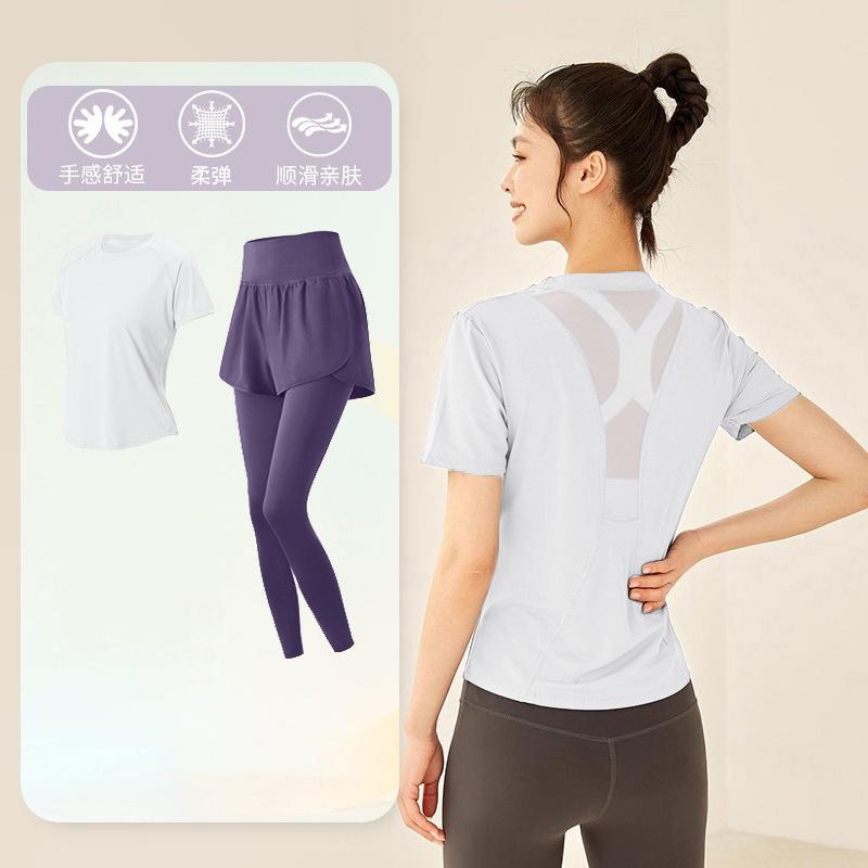 Tennis suit women's short-sleeved training clothes outdoor running quick-drying clothes thin badminton T-shirt fitness clothes