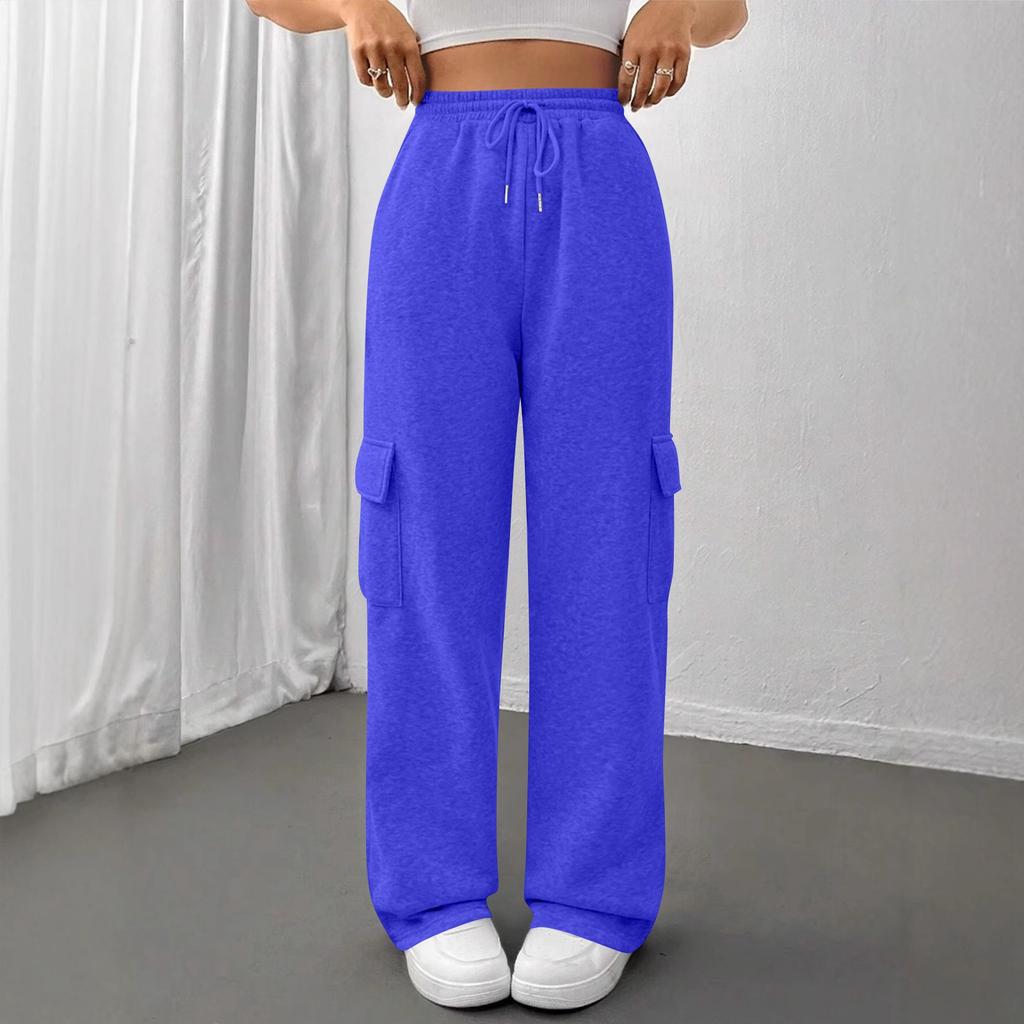 Women's Casual, Stylish, Loose-fitting, Sporty Drawstring Waist Wide-leg Pants