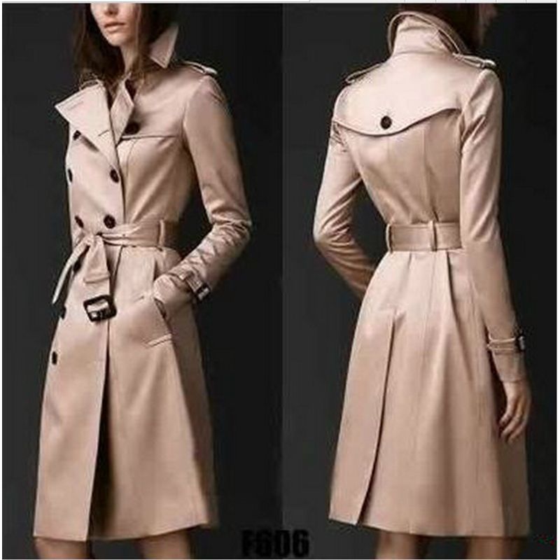 

Модный тренд 2023 года Двубортный приталенный длинный тренч Khaki XL