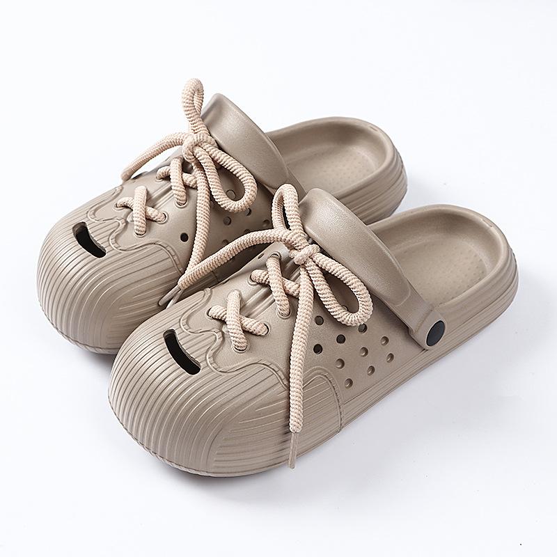 Sommer Schnür-EVA Gartenschuhe für Damen Schuhe mit runder Zehenpartie Mädchen Studenten Leichtgewicht Rutschfest Weiche Sohle Outdoor Strand Sandalen