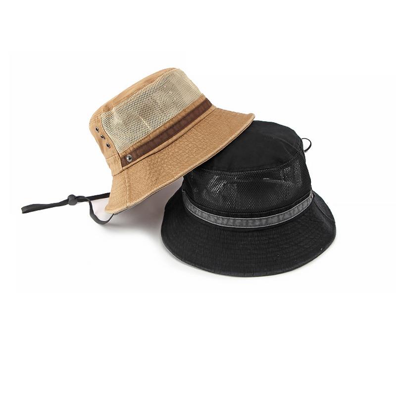 Summer Outdoor Breathable Mesh Fisherman Hat Unisex Flat Top Large Brim Sun Protection Sun Hat Mountaineering Hat