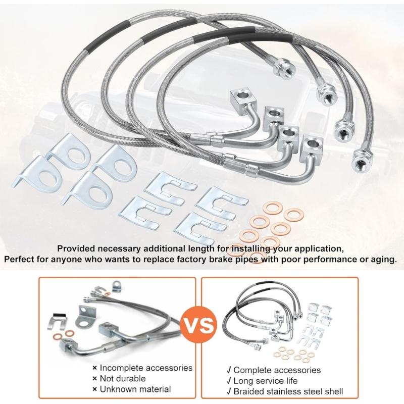 Durable Reliable Brake Lines for JK 2007-2018 89716 Stainless Steel Brake Cable