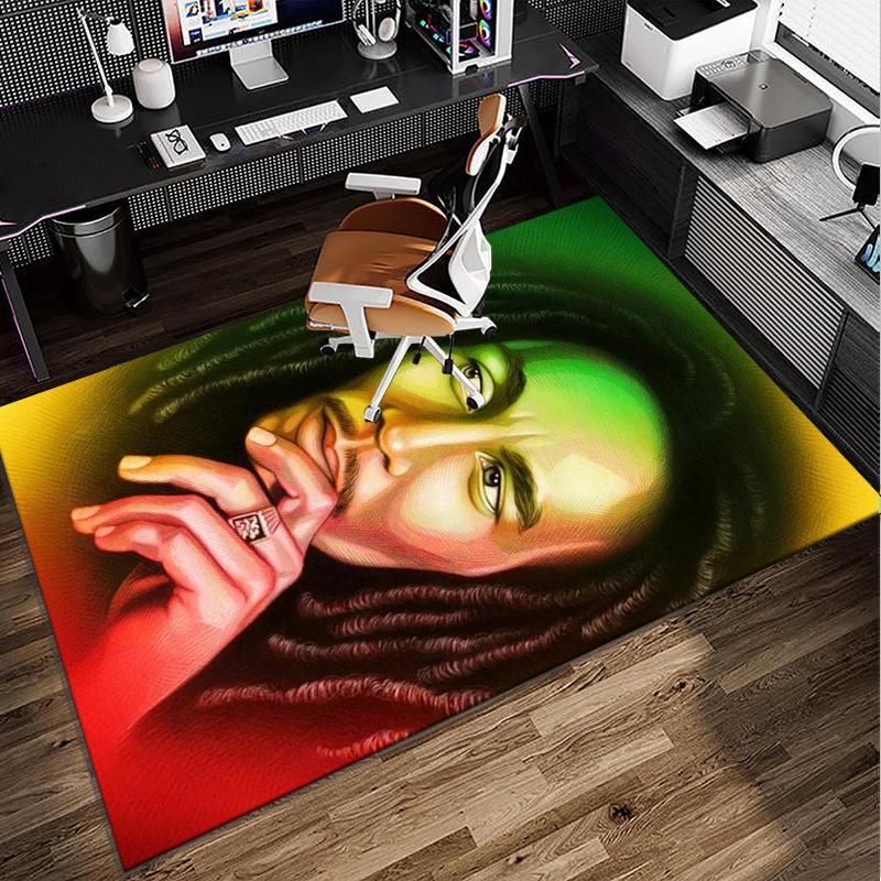Bob music Vibrant Art Office Rug Chair Mat, Game Carpet, Suitable for Front Door, Bedroom, Living Room, Desk, Holiday Gift