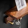 Walnuss Badezimmerregal mit Haken Wandmontierter Kleiderhakenständer Kleider Bademantel Handtuchhaken Hut Tasche Haken Duschaufbewahrung Regal
