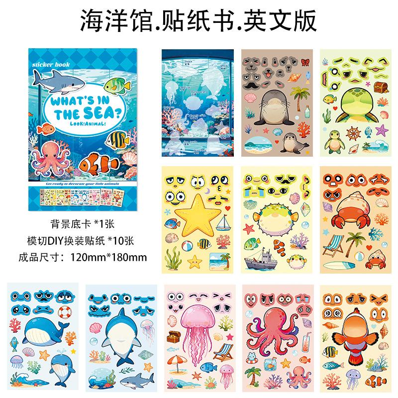 Reusable Sticker Books Diy Kids Cognitive Learning Toys Farm Sea Zoo Easter Themed Early Education Activity Books For Toddlers