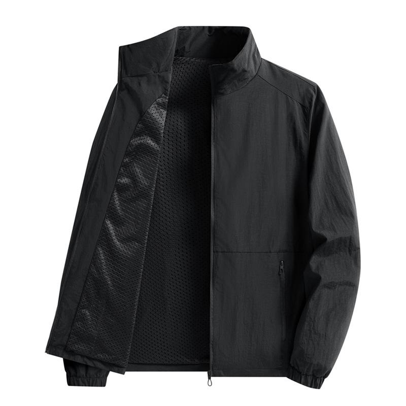 New Jacket Jacket Men Stand Collar Casual Sports Autumn and Winter Versatile Solid Color Men's Dress Dad