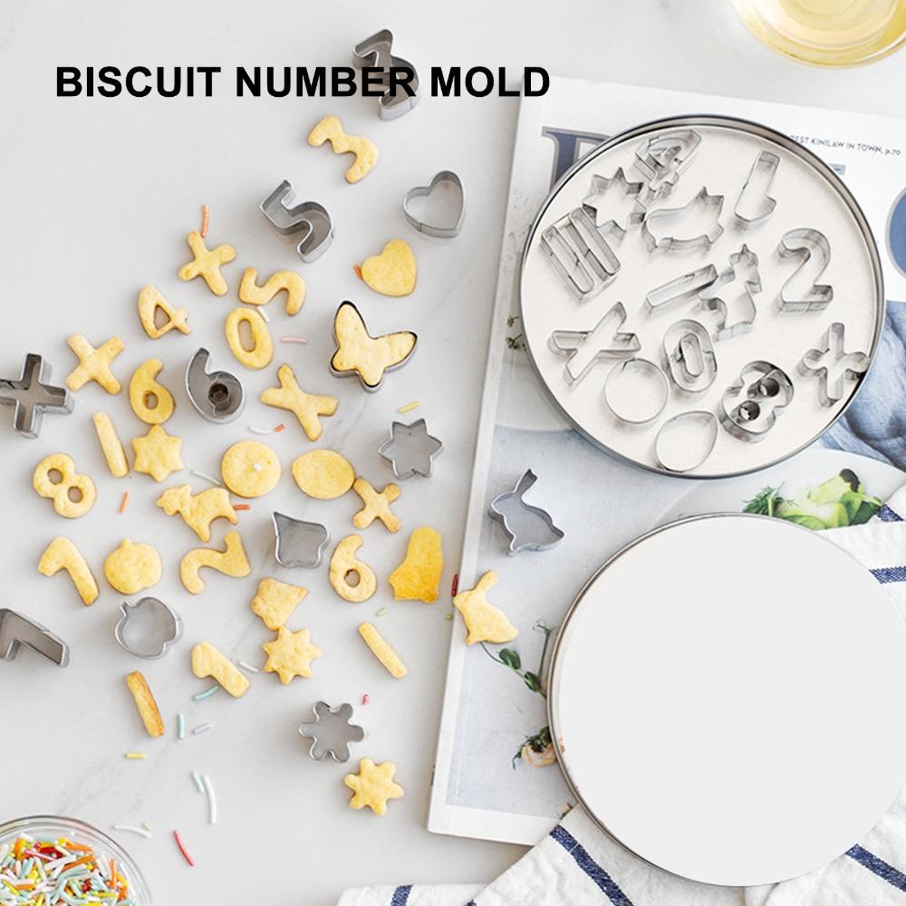 26pcs Digital Geometry Baking Mold Stainless Steel Number Pattern Mould Polymer Clay Craft