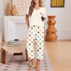 Women's Casual Loungewear Set Printed Neck Short Sleeve T-Shirt and Pants