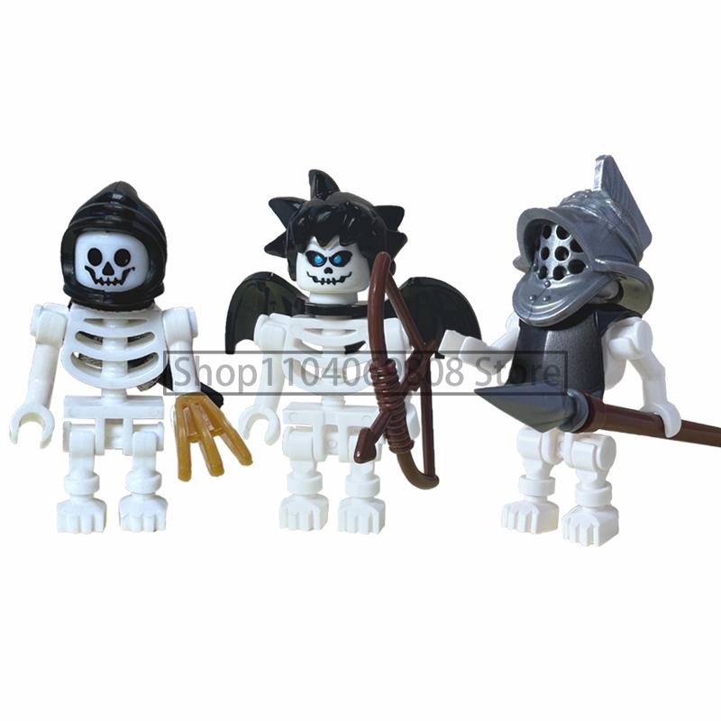 MOC Halloween Building Blocks Skeleton Army Knight Figures Flame Horse Medieval Vampire Furniture Assembly DIY Bricks Toys Gifts
