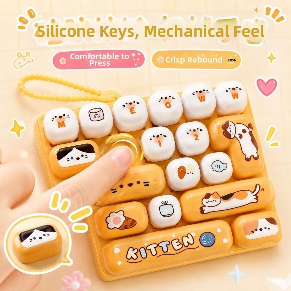 Pressable Keys Fingertip Button Keyring Cartoon Stress Relief Fidget Toy Travel Use