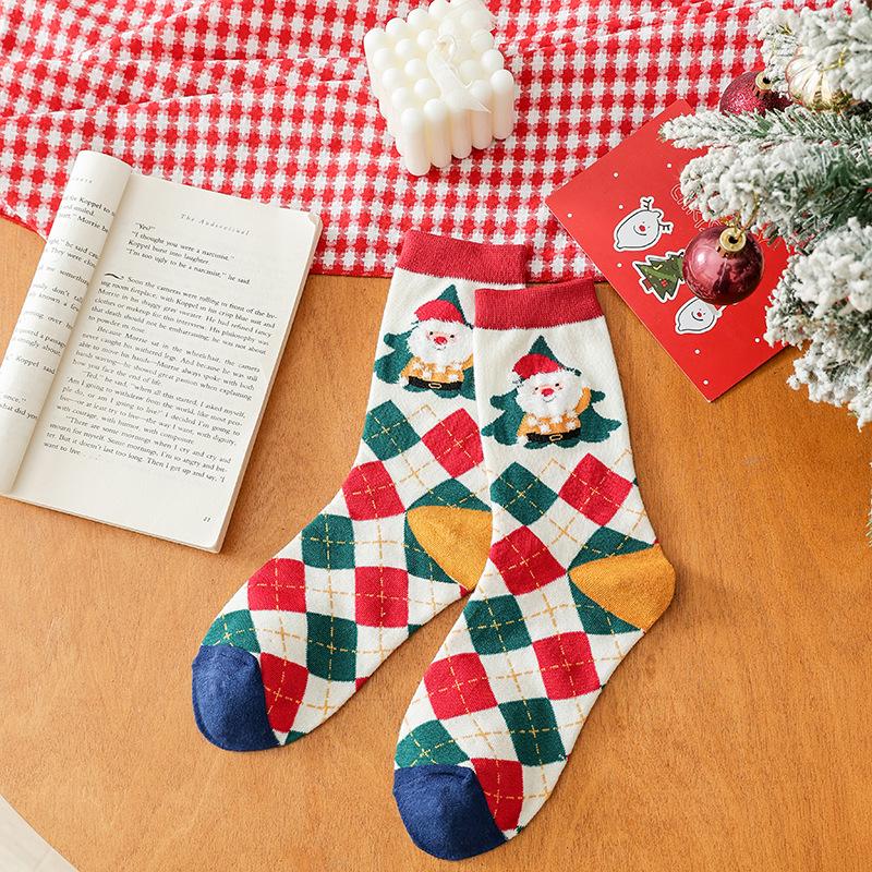 Women's Christmas Cartoon Mid-Calf Socks - 4 Pairs Gift Box Set