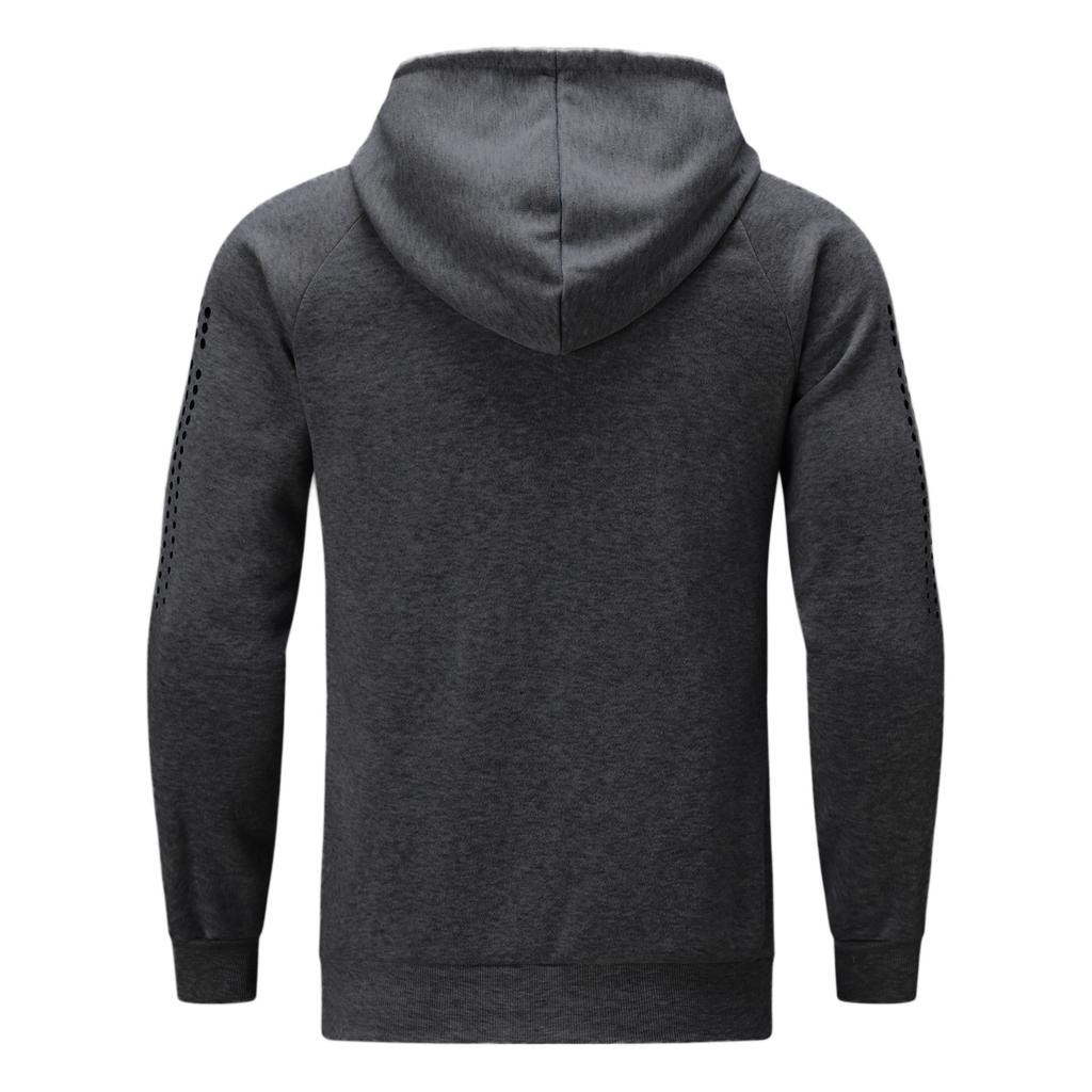 Autumn Winter Men Long Sleeve Sweatshirt Polka Dot Print Hooded Zip Up Pocket Casual Hoodie Men's Sports Coats