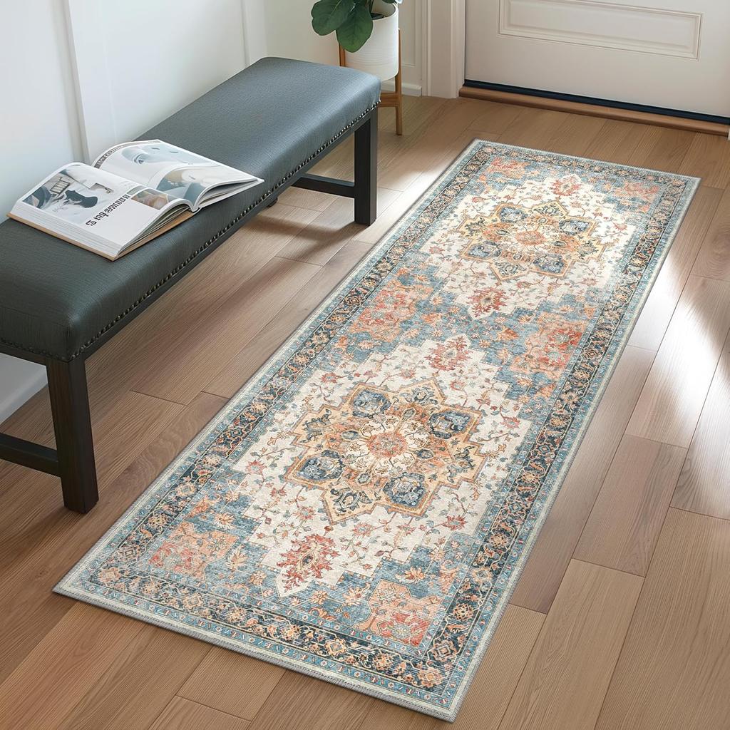 Tappeti a passatoia lavabili in lavatrice, antiscivolo, vintage, retrò, a pelo corto, leggeri, morbidi, stampati, per la decorazione della casa
