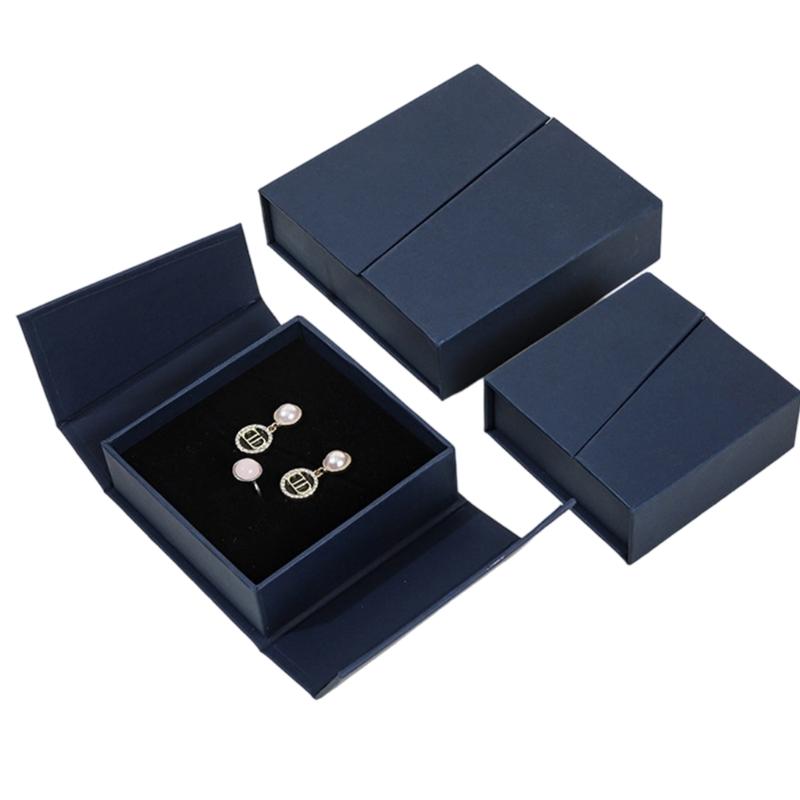 

Jewelry Storage Box with Double Flip Designs and Magnetic Lock Easy Access Storage Organiser For Accessories L синій