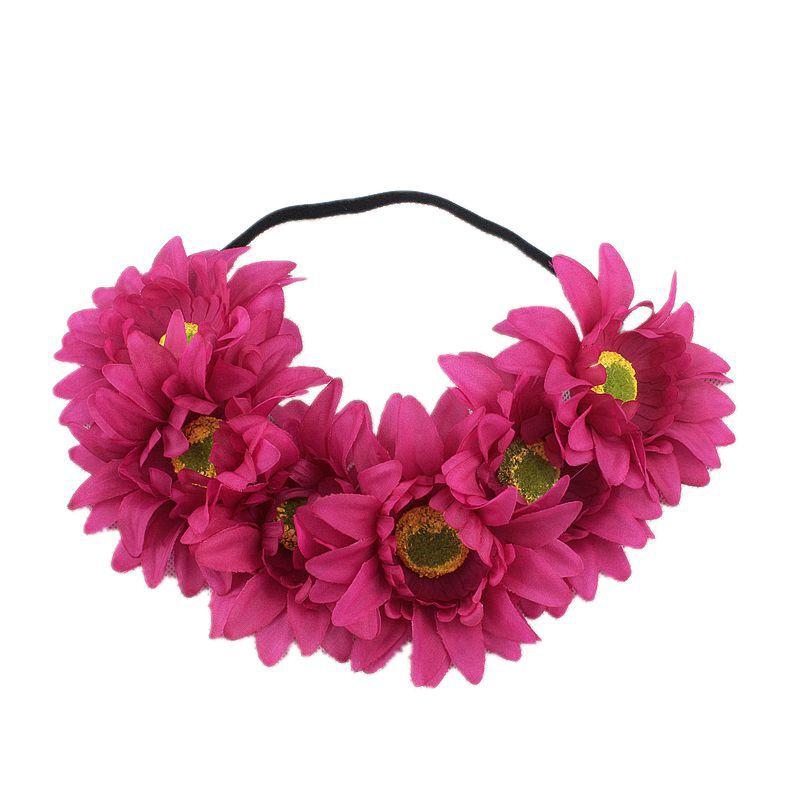 Sonnenblume Elastisches Stirnband Ungiftig Böhmische Haaraccessoires Blumenkranz Verstellbar Künstliche Gänseblümchen Blumen-Stirnband