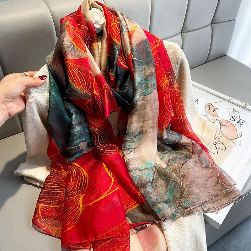 Women Scarf Fashion Large Silk Scarves Shawls Wraps Female Hijabs Pashmina Foulard Bandana Neck Hijabs Long Size Scarfs