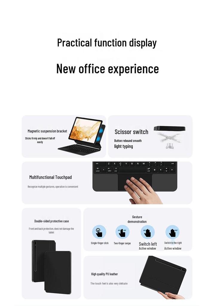 Compatible with Huawei MatePad Pro 12.2 / Air 12: Floating Magic Bluetooth Keyboard for Tablets