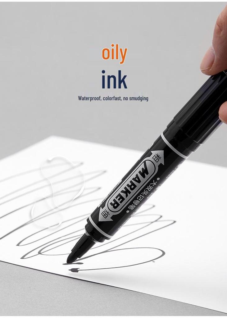 Oil-Based Quick-Dry Double-Ended Art Marker with Large Capacity - Black Outliner Pen Customizable