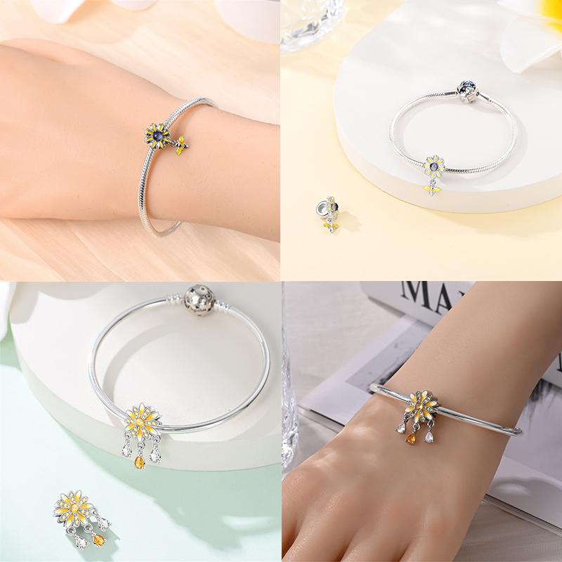 Charms Fit Pan Copper Elephant Squirrel Koala Sea Turtle Parent Child Series Sunflower Original Bracelets Diy Jewelry Gifts