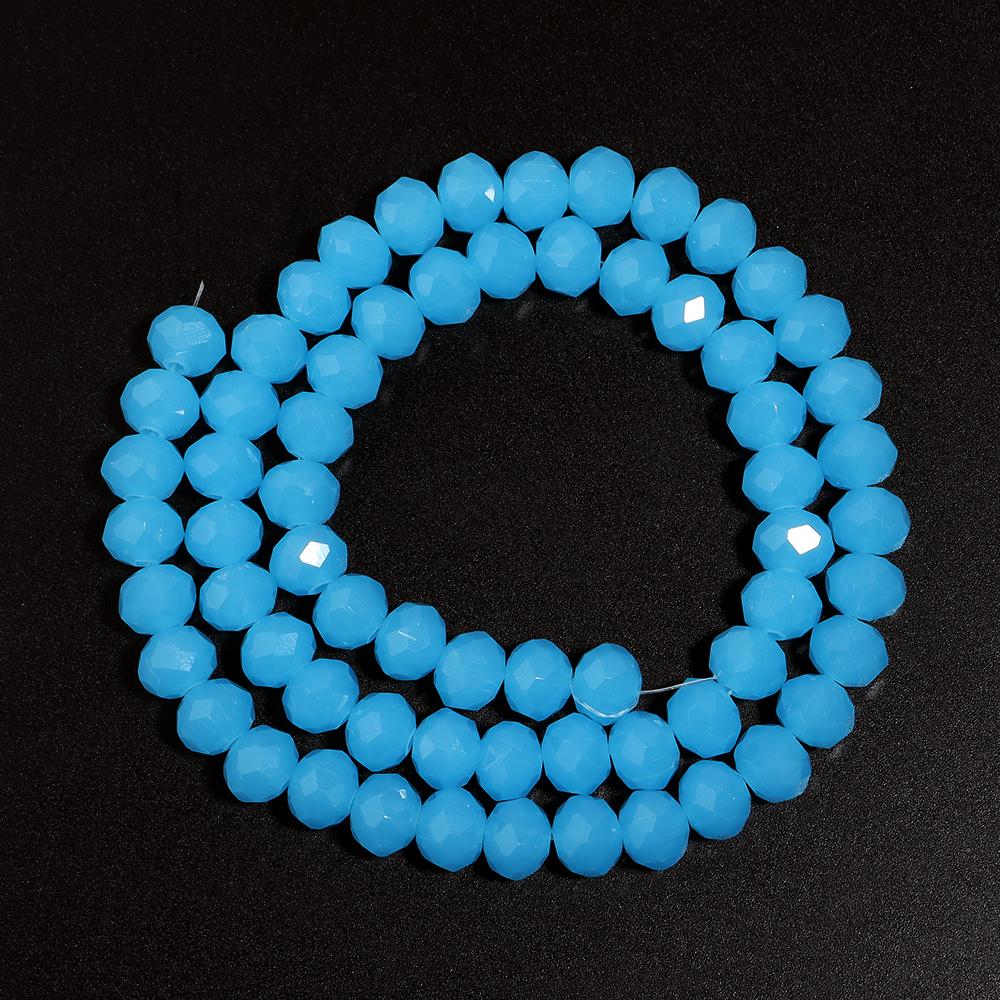 1 Strand 4/6/8/10mm Faceted Crystal Beads Sky Blue Rondelle Glass Loose Beads For Jewelry Making DIY Bracelet Necklace Supplies