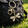 Tas Hanger Strass Libelle Bedel Zinklegering Sleutelhanger Hanger Gegalvaniseerde Afwerking Makkelijk Op te Hangen Karabinier Sleutelhouder